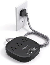 Flat Plug Power Strip, 6ft Ultra Flat Extension Cord - 3 Outlets 4 USB Ports (2 USB C) 22.5W/4.5A Desktop Charging Station, Power Strip No Surge Protection for Cruise Ship, Dorm Room Travel Essentials