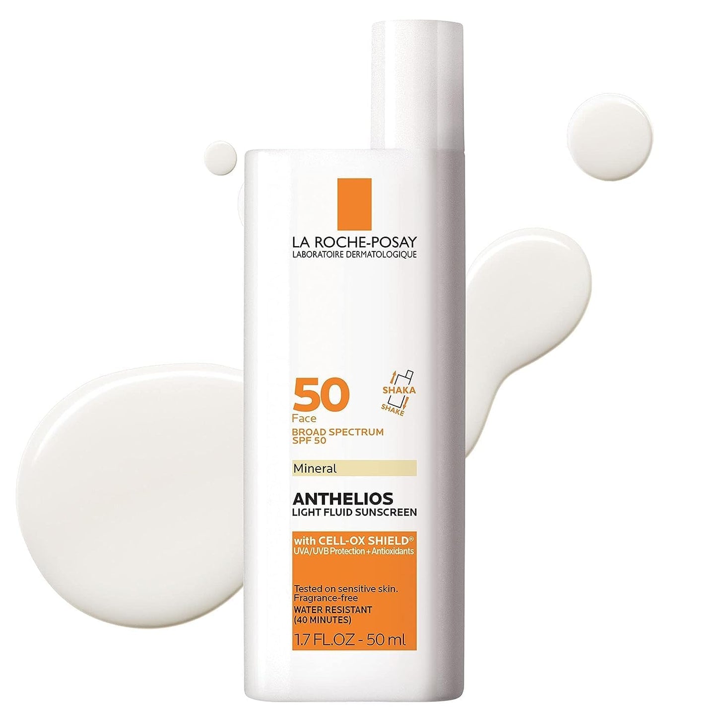 La Roche-Posay Anthelios Sunscreen SPF 50, Ultra-Light Fluid Broad  SPF 50, Face Sunscreen with Titanium Dioxide Mineral, Lightweight & Fast-Absorbing, Oil-Free, Matte Finish