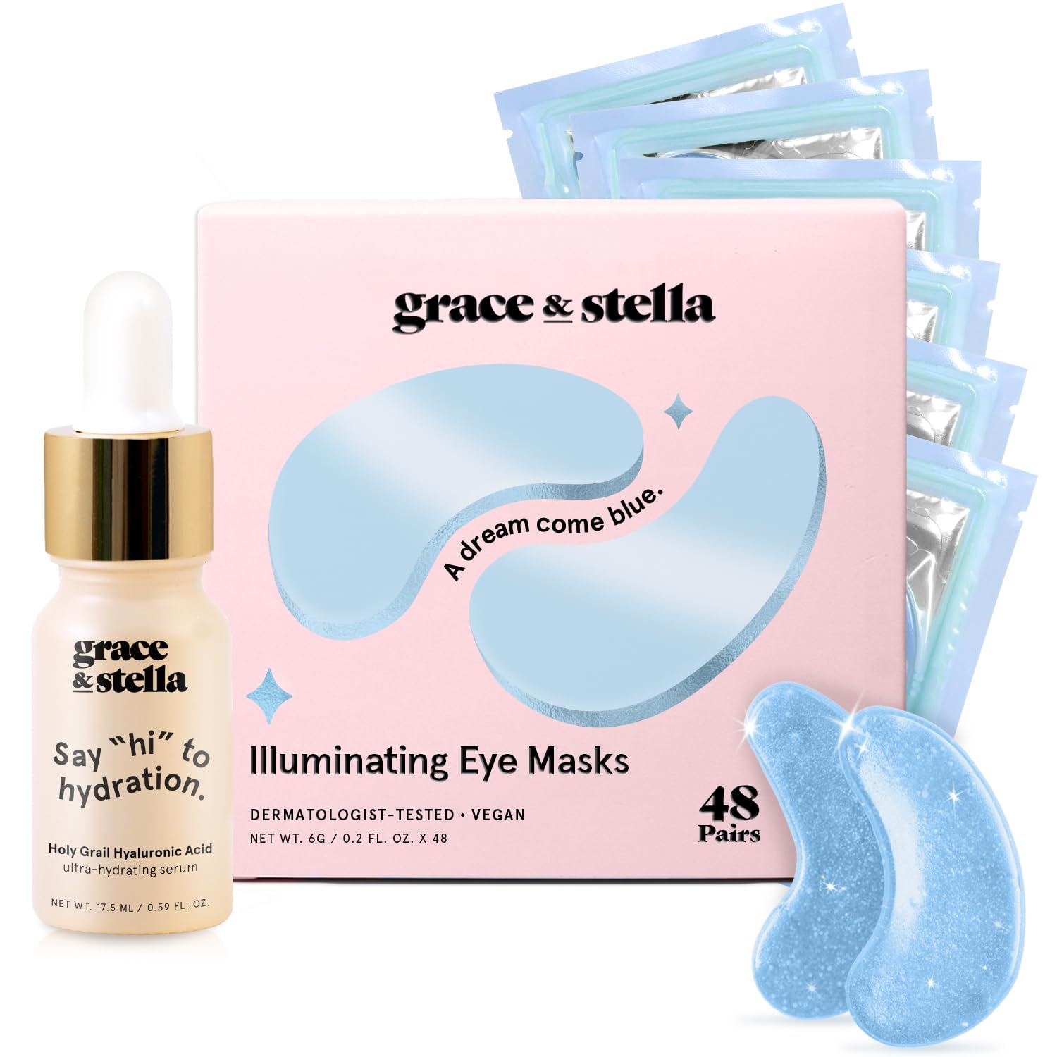grace & stella Award Winning Under Eye Mask - Christmas Gifts for Teens, Self Care Gifts for Women, Reduce Dark Circles, Puffy Eyes, Undereye Bags, Wrinkles, Under Eye Patches - (24 Pairs, Pink)