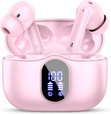 Wireless Earbuds, Bluetooth 5.4 Headphones Bass Stereo, Ear Buds with Noise Cancelling Mic, LED Display in Ear Earphones Clear Calls, IP7 Waterproof Bluetooth Earbuds for Laptop/Phones/Sports, Black
