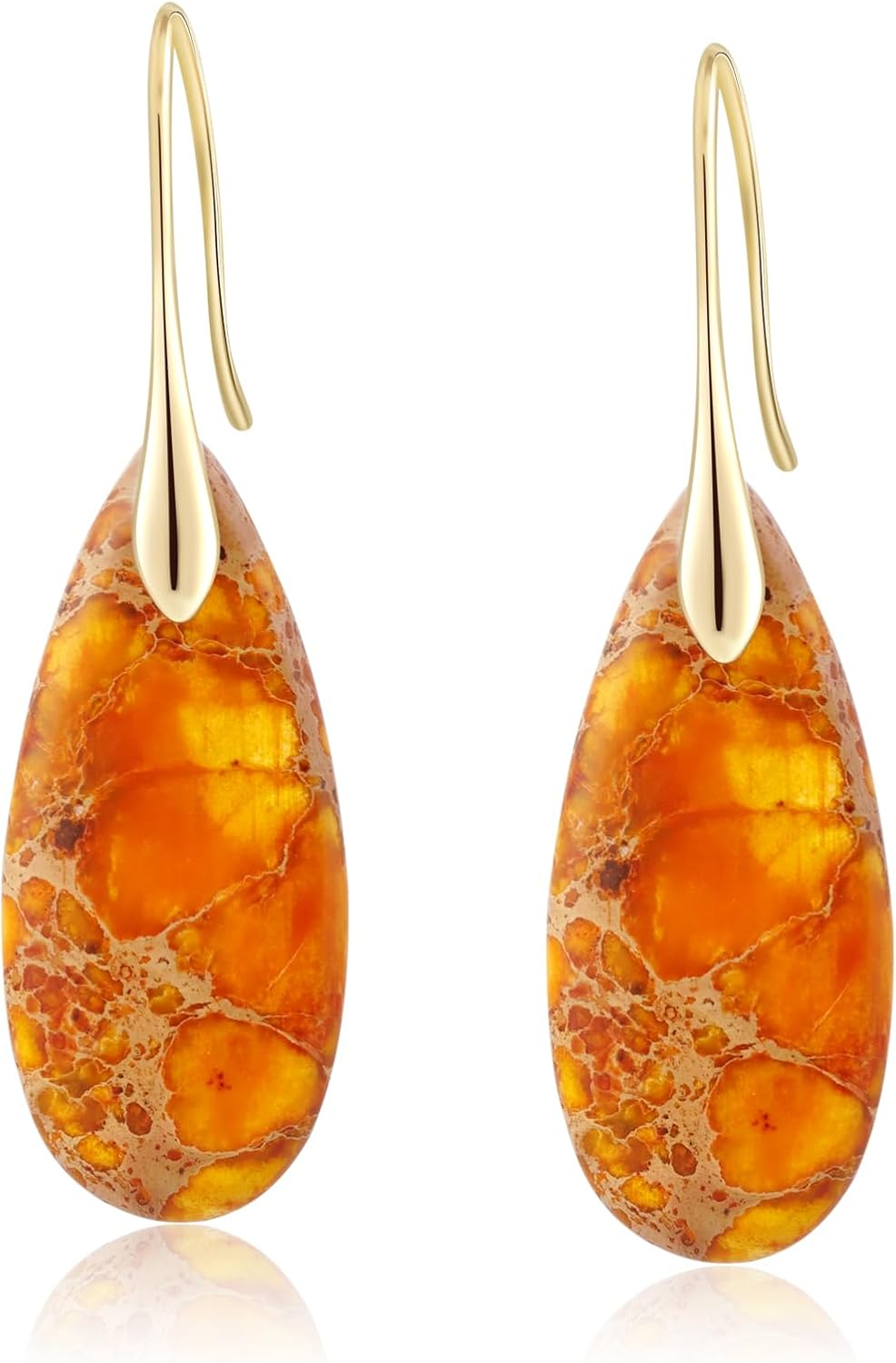Natural Healing Stone Fishhoop Dangle Drop Earrings Statement Gold silver earrings