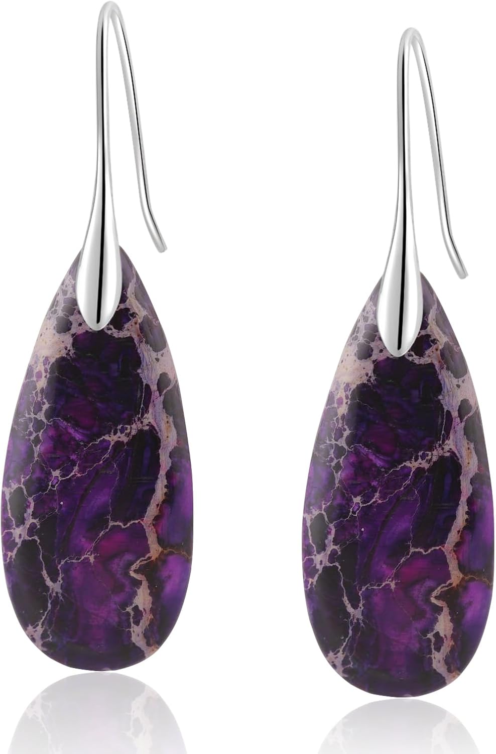 Natural Healing Stone Fishhoop Dangle Drop Earrings Statement Gold silver earrings