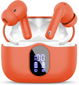 Wireless Earbuds, Bluetooth 5.4 Headphones Bass Stereo, Ear Buds with Noise Cancelling Mic, LED Display in Ear Earphones Clear Calls, IP7 Waterproof Bluetooth Earbuds for Laptop/Phones/Sports, Black