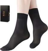 Women's 10-24 Pairs (in Gift Box) Ankle High Sheer Nylon Socks Soft Tight Hosiery with Reinforced Toe