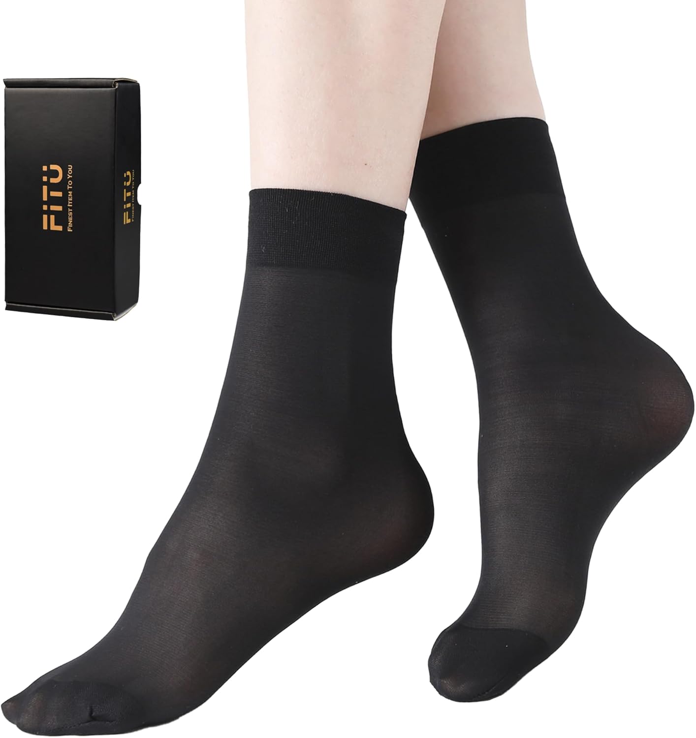 Women's 10-24 Pairs (in Gift Box) Ankle High Sheer Nylon Socks Soft Tight Hosiery with Reinforced Toe