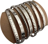 IFKM Gold Bangle Bracelets For Women, 14k Gold Plated Multi Layer Stackable Cuff Bracelet Set, Trendy Elegance Charms Non Tarnish Minimalist Textured Boho Jewelry Gift for Women