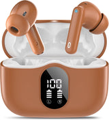 Wireless Earbuds, Bluetooth 5.4 Headphones Bass Stereo, Ear Buds with Noise Cancelling Mic, LED Display in Ear Earphones Clear Calls, IP7 Waterproof Bluetooth Earbuds for Laptop/Phones/Sports, Black