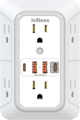JcBlaon Outlet Extender Surge Protector - 6 Outlet Splitter with 4 USB Ports (2 USB C), Multiple Plug Expander Wall Charger, 3 Sided Multi Plug Wall Adapter Power Strip for Home Office Kitchen Travel