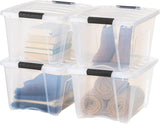 IRIS USA 54 Qt Stackable Plastic Storage Bins with Lids, 6 Pack - BPA-Free, Made in USA - See-Through Organizing Solution, Latches, Durable Nestable Containers, Secure Pull Handle - Clear