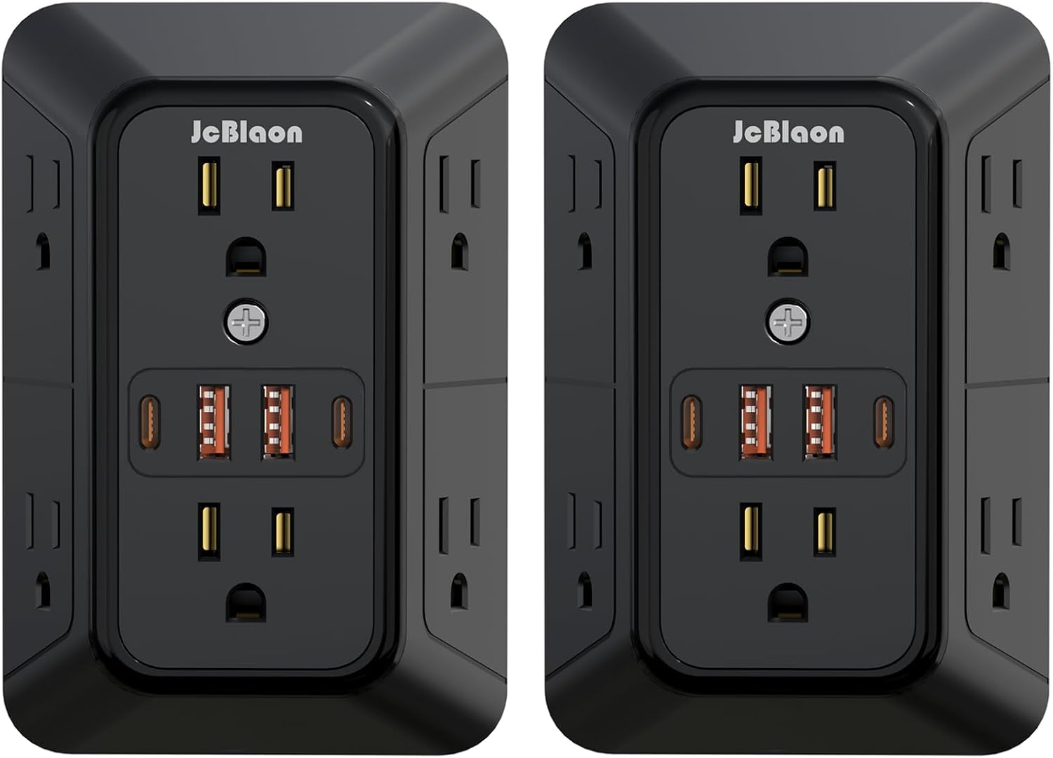 JcBlaon Outlet Extender Surge Protector - 6 Outlet Splitter with 4 USB Ports (2 USB C), Multiple Plug Expander Wall Charger, 3 Sided Multi Plug Wall Adapter Power Strip for Home Office Kitchen Travel