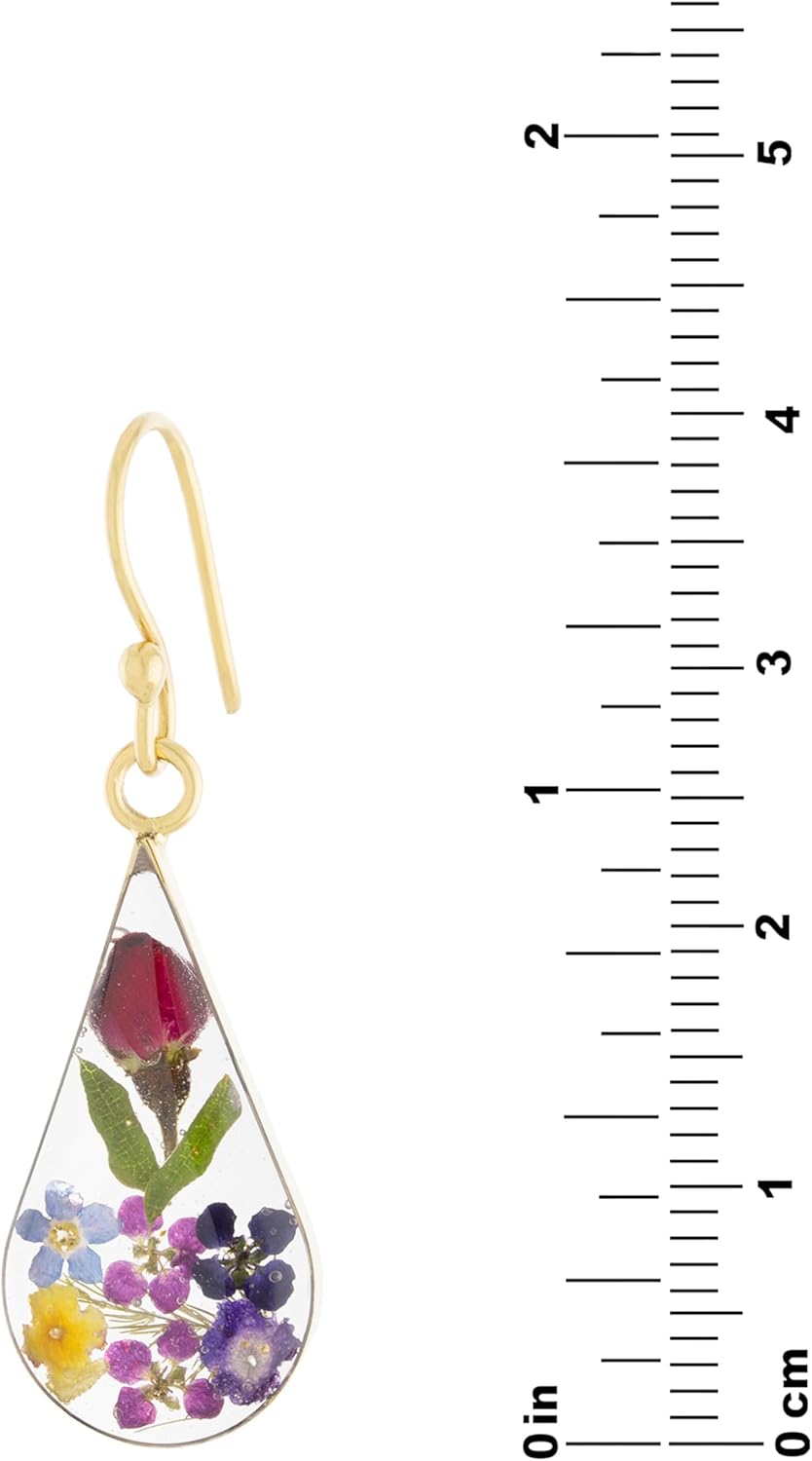 Essentials Sterling Silver Pressed Flower Teardrop Trendy Earrings