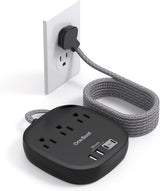 Flat Plug Power Strip, 6ft Ultra Flat Extension Cord - 3 Outlets 4 USB Ports (2 USB C) 22.5W/4.5A Desktop Charging Station, Power Strip No Surge Protection for Cruise Ship, Dorm Room Travel Essentials