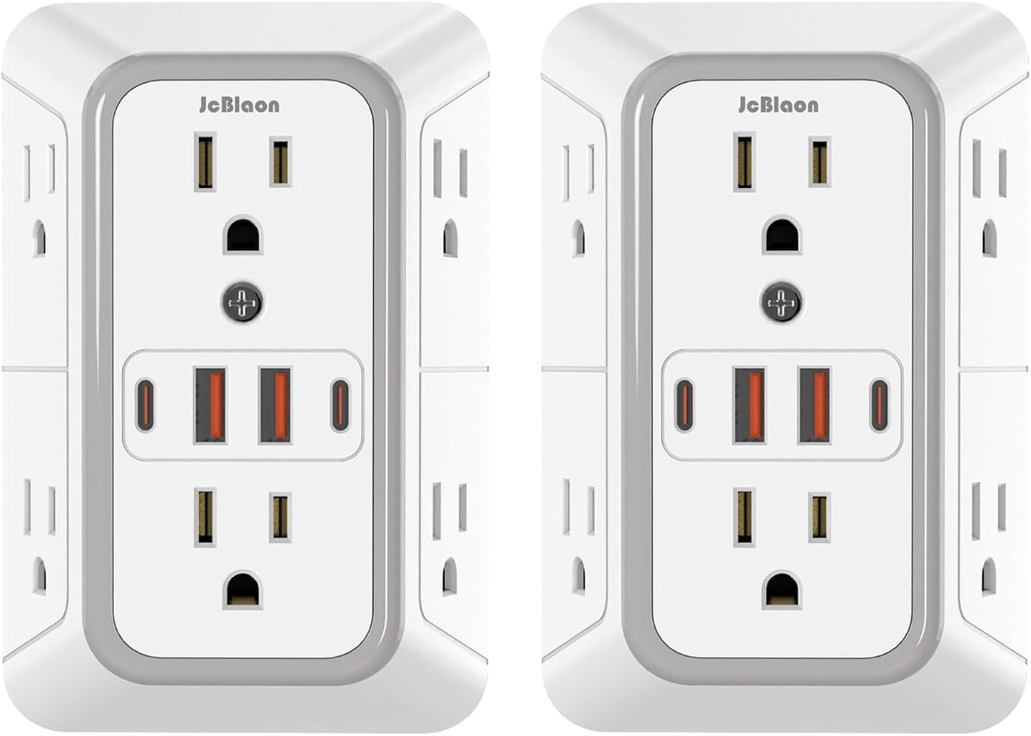 JcBlaon Outlet Extender Surge Protector - 6 Outlet Splitter with 4 USB Ports (2 USB C), Multiple Plug Expander Wall Charger, 3 Sided Multi Plug Wall Adapter Power Strip for Home Office Kitchen Travel
