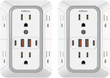 JcBlaon Outlet Extender Surge Protector - 6 Outlet Splitter with 4 USB Ports (2 USB C), Multiple Plug Expander Wall Charger, 3 Sided Multi Plug Wall Adapter Power Strip for Home Office Kitchen Travel