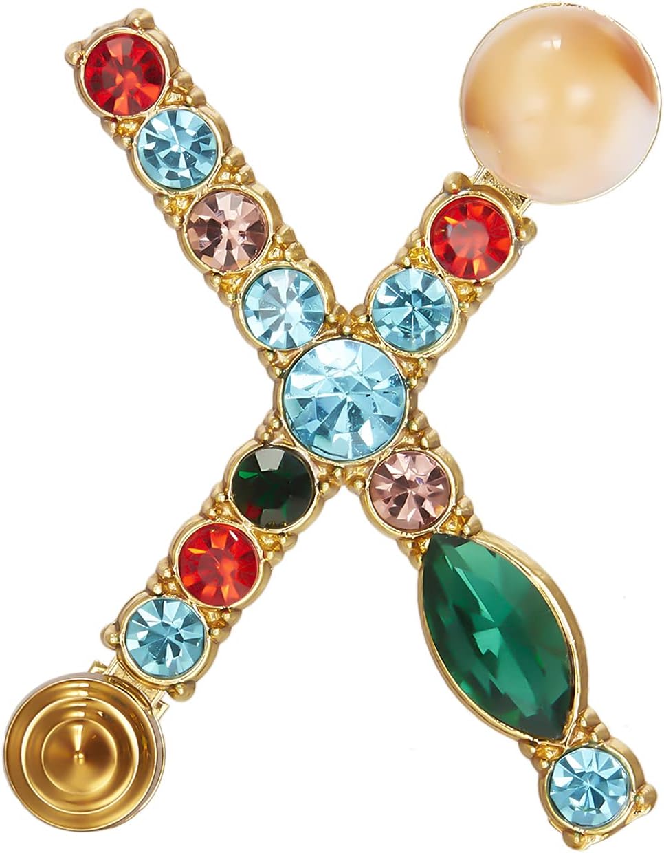 RINHOO Crystal Pearl Initial Brooch Gold Plated Enamel Colorful Letter Alphabet Breastpin Pin Jewelry for GIFTS