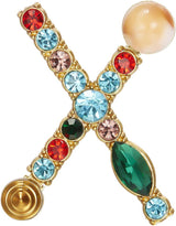 RINHOO Crystal Pearl Initial Brooch Gold Plated Enamel Colorful Letter Alphabet Breastpin Pin Jewelry for GIFTS