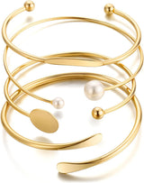 ÌF ME Gold Bangle Bracelets for Women, Indian Bangles Stackable Set, Multi Layer Textured 14K Gold Plated Chunky Bracelets Boho Jewelrys Set