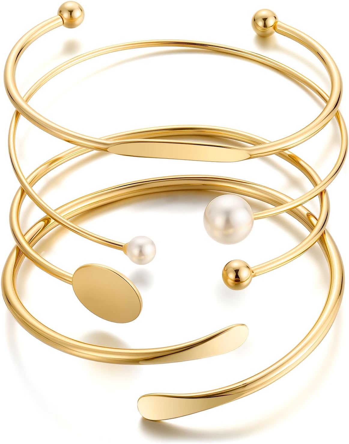 ÌF ME Gold Bangle Bracelets for Women, Indian Bangles Stackable Set, Multi Layer Textured 14K Gold Plated Chunky Bracelets Boho Jewelrys Set