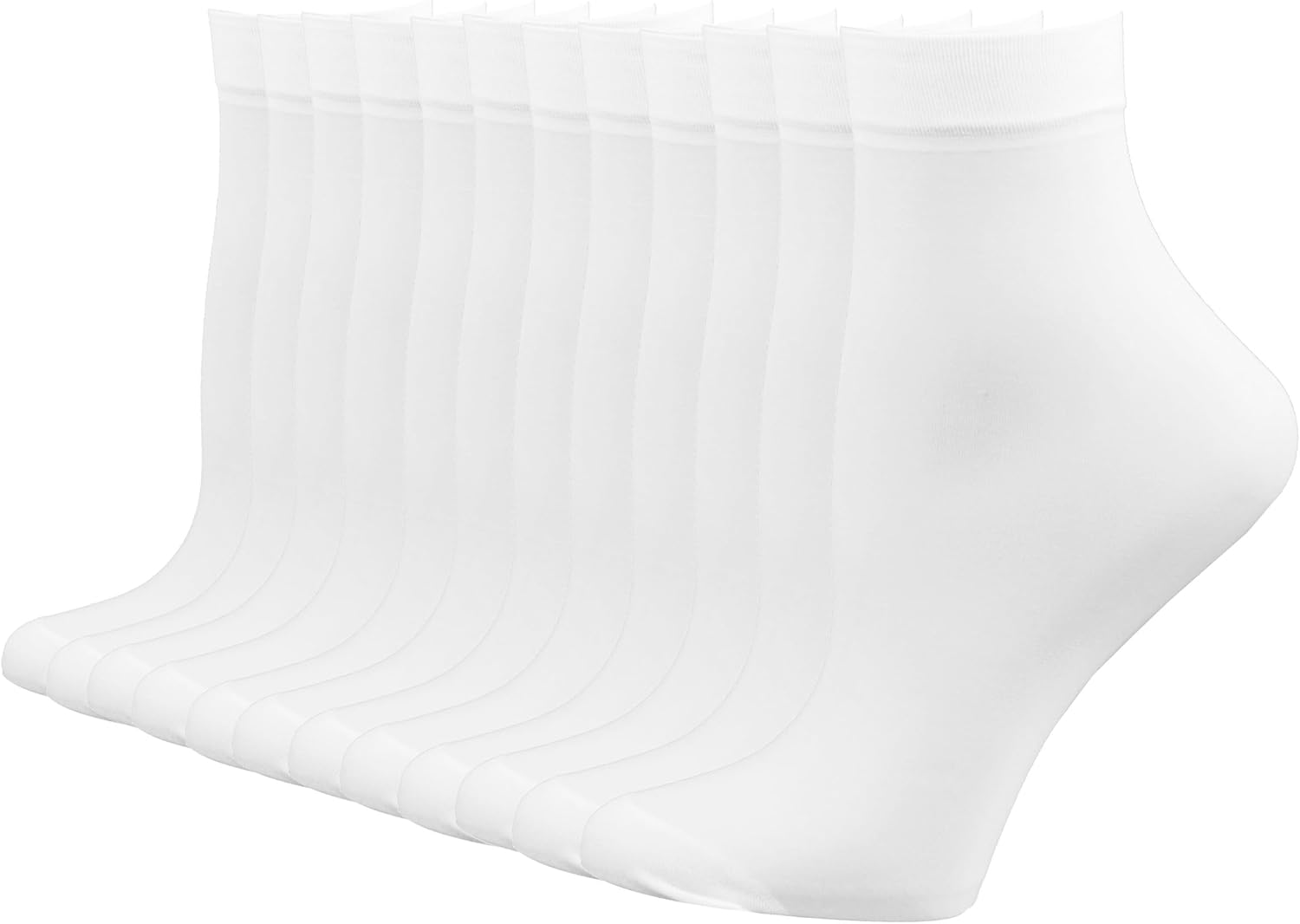 Women's 10-24 Pairs (in Gift Box) Ankle High Sheer Nylon Socks Soft Tight Hosiery with Reinforced Toe