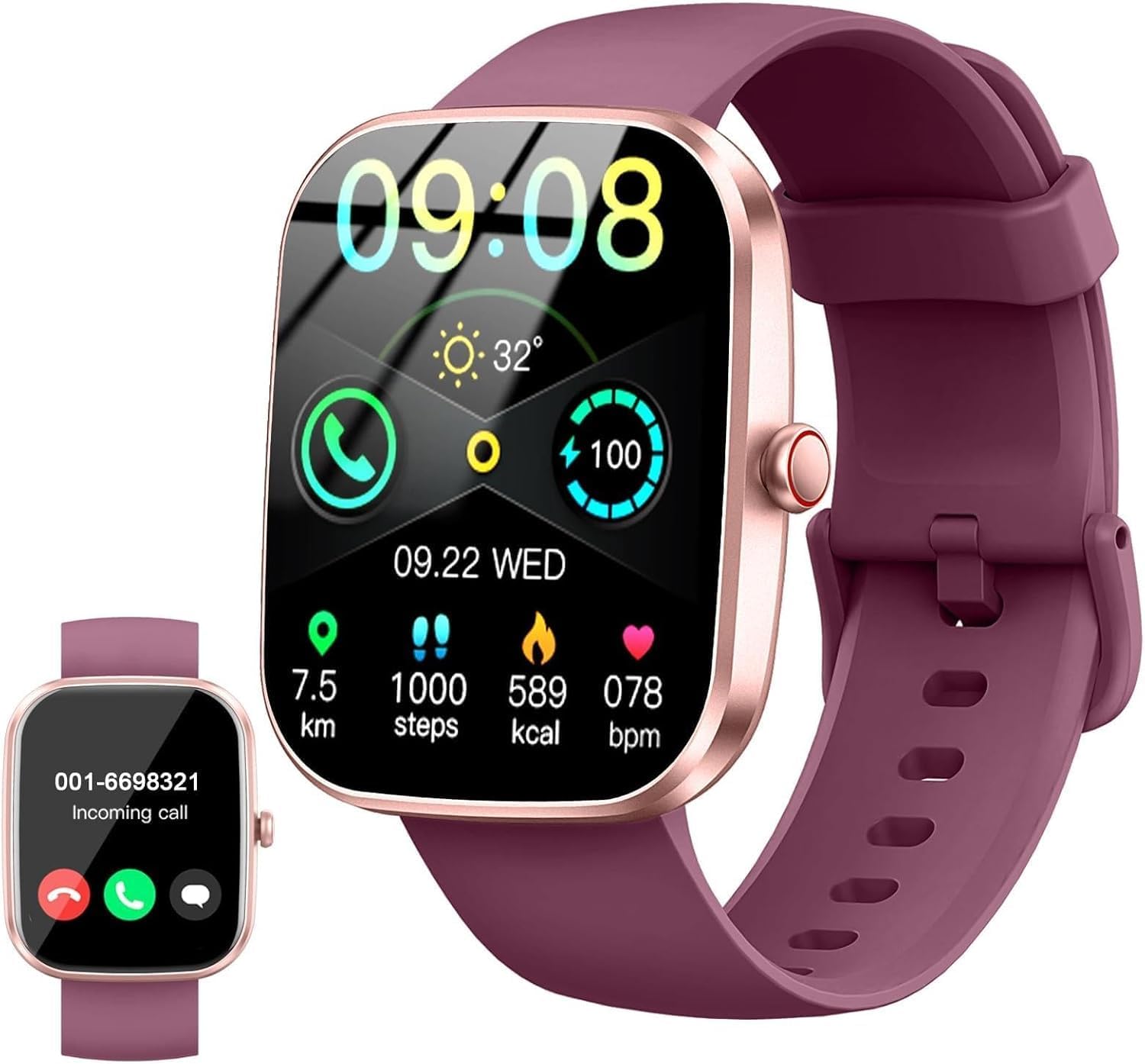 Smart Watch(Answer/Make Call), 1.91" Smartwatch for Men Women,2025 Fitness Watch with 110+ Sport Modes, Fitness Activity Tracke with Pedometer/Sleep Monitor/Heart Rate/IP68 Waterproof,for Android iOS