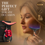 GLO24K Red Light Face & Neck Beauty Device – 3-in-1 Facial Massager Tool with LED & Vibration for Skin Revitalization and Neck Firming