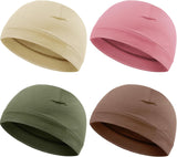 Syhood 4 Pieces Men Skull Caps Soft Cotton Beanie Hats Stretchy Helmet Liner Multifunctional Headwear for Men Women