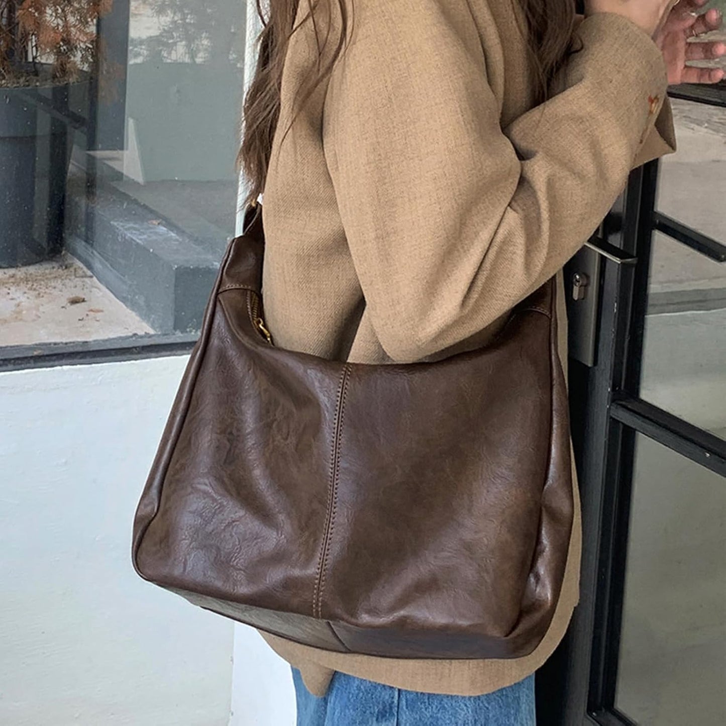 celestina Hobo Bags for Women, Ultra Soft Foldable  Leather Shoulder Handbag, Stylish Slouchy Tote Purses