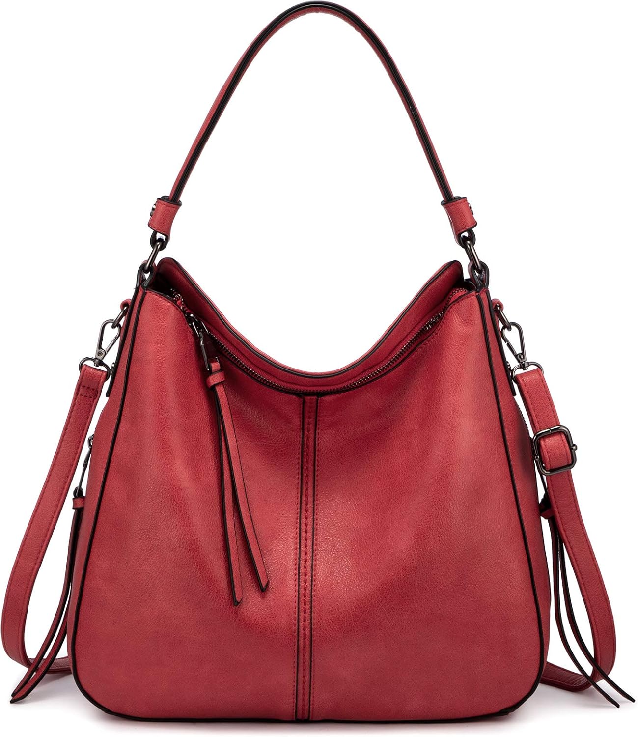 Realer Hobo Crossbody Bags for Women Designer Faux Leather Hobo Handbags Retro Large Size Shoulder Bag Bucket Purse