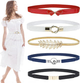 EAONE Skinny Belts for Women 5 Pack, Fashion Dress Belts Stretch Women Waist Belts Plus Size Elastic Waist Band for Dresses