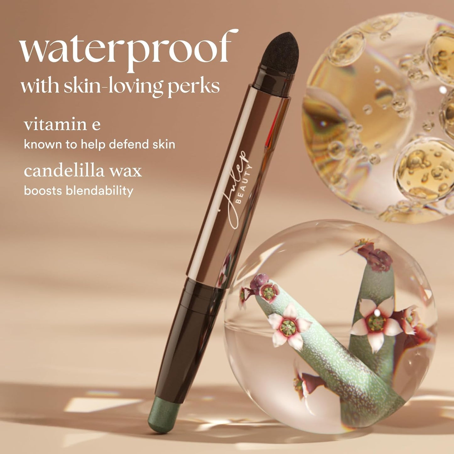 Julep Eyeshadow  Cream-to-Powder Waterproof Shadow Stick – Champagne Shimmer – Long-Lasting, Crease-Proof, Medium Golden-Beige Shimmer Cream Eyeshadow with Built-in Smudger