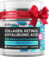 SimplyVital Collagen, Retinol & Hyaluronic Acid Cream - Anti-Aging Face Moisturizer for Face, Firming Skin Care Neck & Décolleté - Made in USA, Daily Moisturizer Face Cream Day & Night - 1.7 fl.oz.