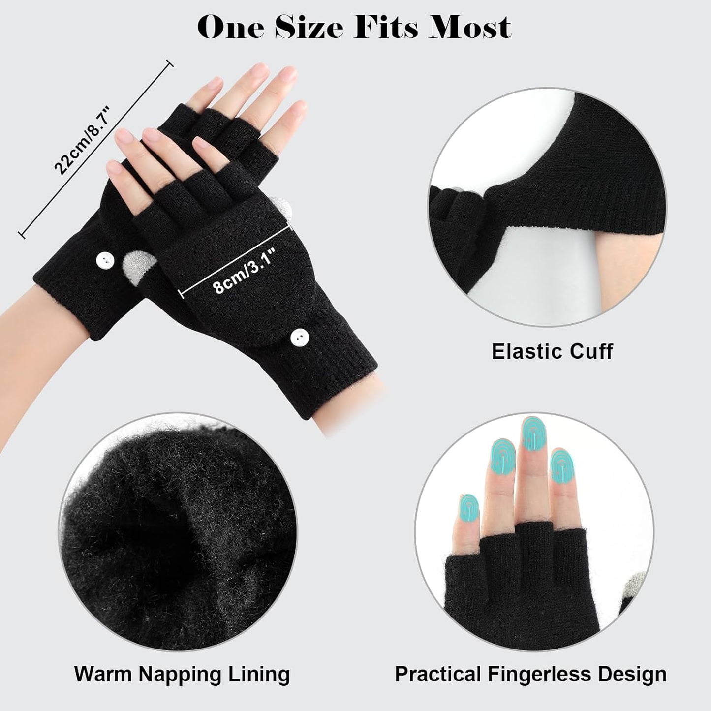 Premillow Winter Gloves for Women, Warm Womens Fingerless Gloves, Thermal Winter Glove Women, Typing Womens Glove Mittens
