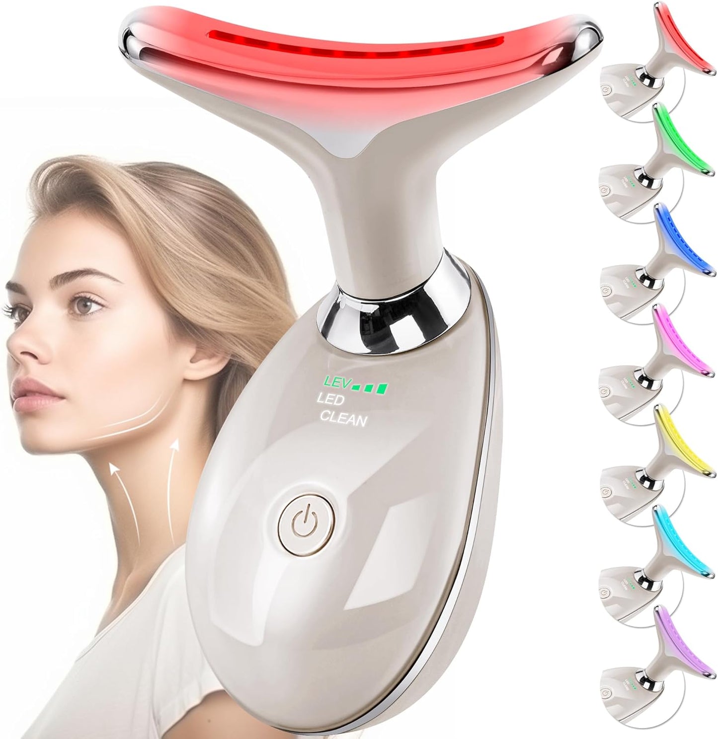 Facial Massager Face and Neck, Face  culpting Wand Tool with 7 Color - Birthday, Christmas, Mothers Day, Valentines Day Gifts for Her Women Mom Best Friend Wife Teacher (White)