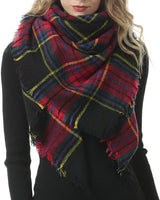 American Trends Womens Fall Winter Scarf Plaid Tassel Soft Warm Blanket Scarves Womens Shawl Wraps