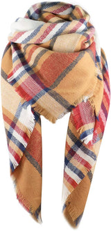 American Trends Womens Fall Winter Scarf Plaid Tassel Soft Warm Blanket Scarves Womens Shawl Wraps
