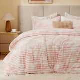 BEDELITE Fleece Comforter Set -Super Soft & Warm Fluffy Cream White Bedding, Luxury Fuzzy Heavy Bed Set for Winter with 2 Pillow Cases