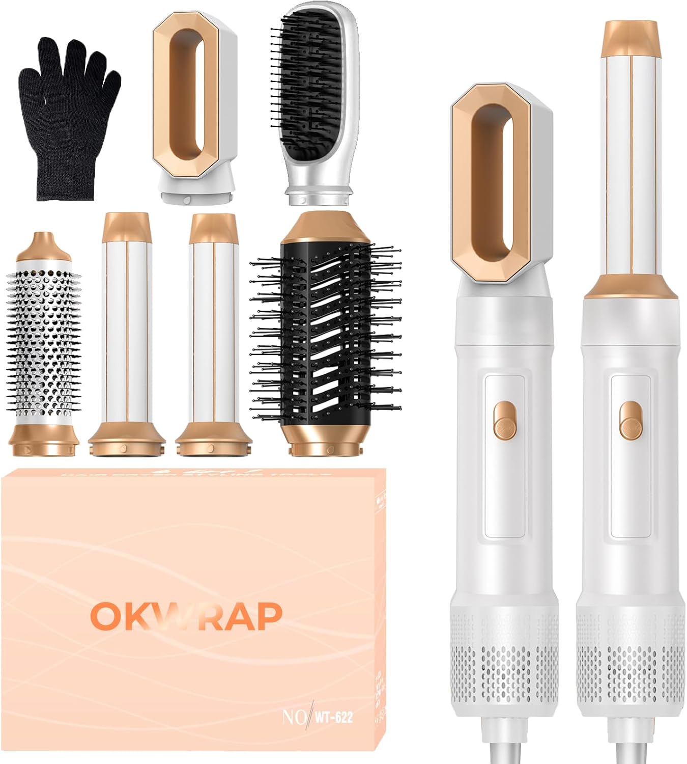 5 in 1 Blow Dryer Brush, Upgrade Hair Dryer Brush Set Negative Ion Air Styler Curling Wrap Air Curler, Hot Air Brush Curling Iron Hair Styling Tools As A Gift for Straight/Curl/Dry/Smooth