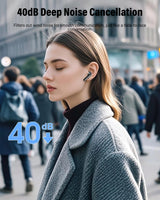 Wireless Earbuds, Bluetooth 5.4 Headphones Bass Stereo, Ear Buds with Noise Cancelling Mic, LED Display in Ear Earphones Clear Calls, IP7 Waterproof Bluetooth Earbuds for Laptop/Phones/Sports, Black