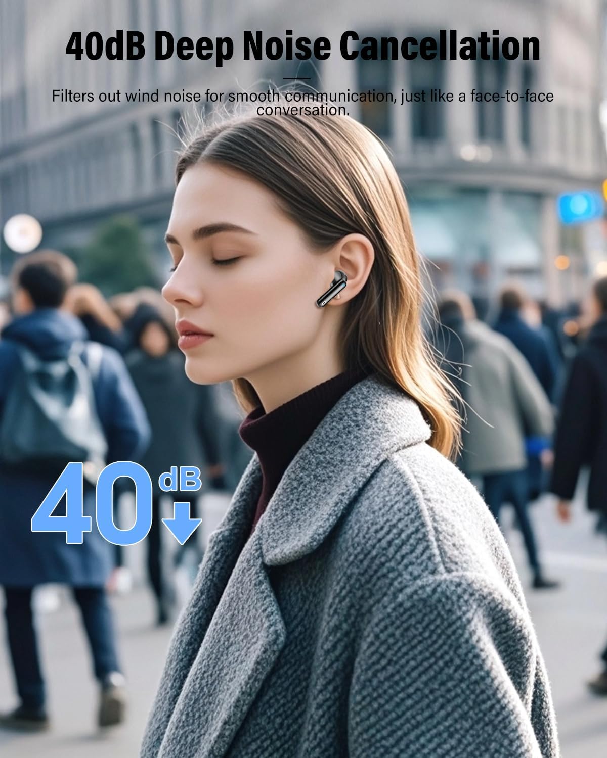 Wireless Earbuds, Bluetooth 5.4 Headphones Bass Stereo, Ear Buds with Noise Cancelling Mic, LED Display in Ear Earphones Clear Calls, IP7 Waterproof Bluetooth Earbuds for Laptop/Phones/Sports, Black