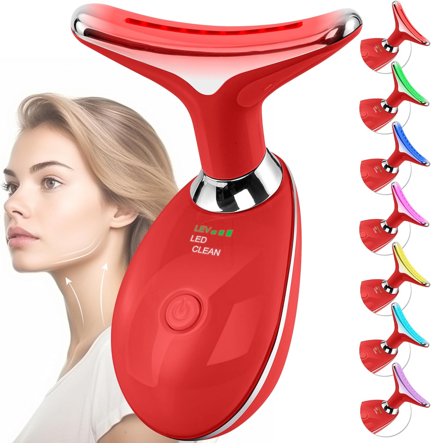 Facial Massager Face and Neck, Face  culpting Wand Tool with 7 Color - Birthday, Christmas, Mothers Day, Valentines Day Gifts for Her Women Mom Best Friend Wife Teacher (White)