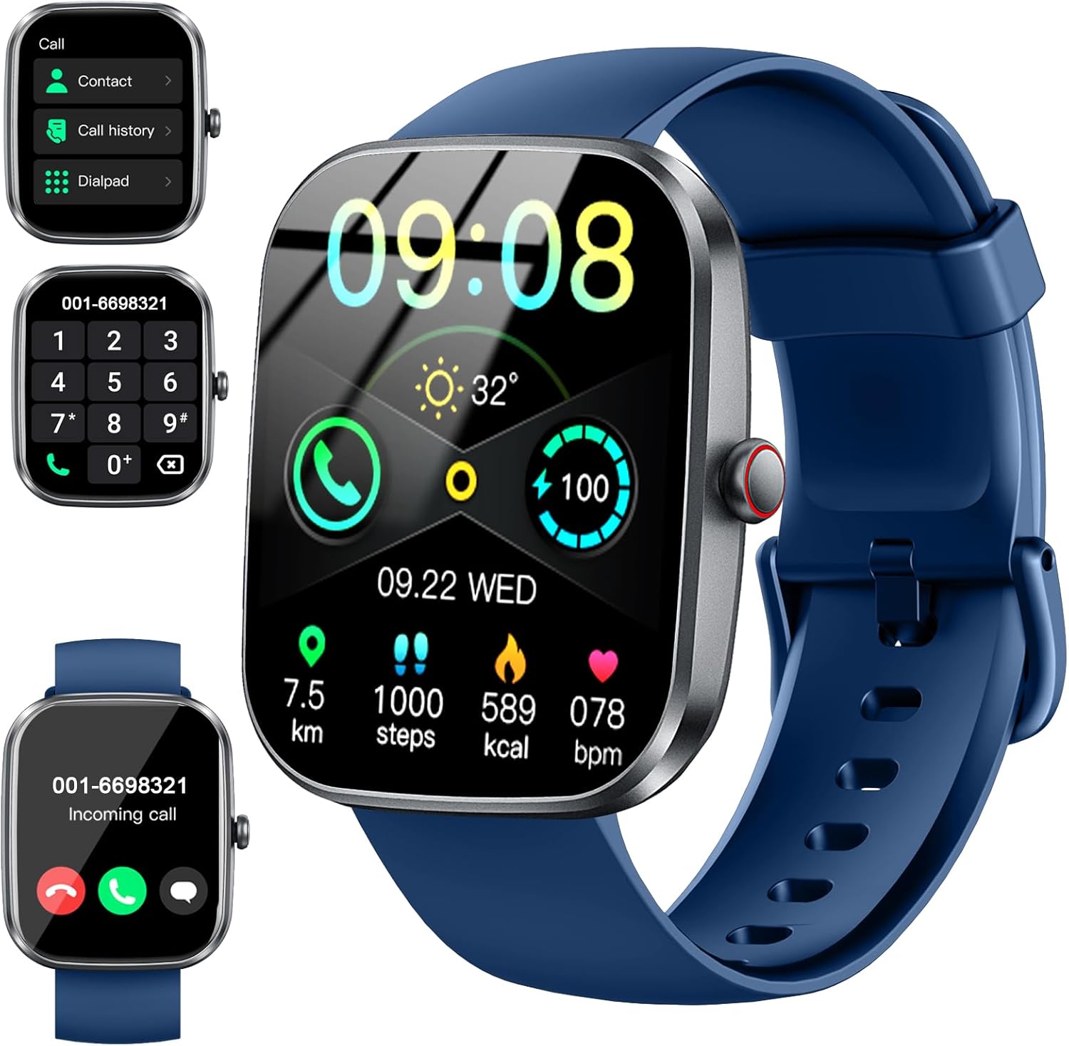 Smart Watch(Answer/Make Call), 1.91" Smartwatch for Men Women,2025 Fitness Watch with 110+ Sport Modes, Fitness Activity Tracke with Pedometer/Sleep Monitor/Heart Rate/IP68 Waterproof,for Android iOS