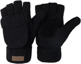 ViGrace Winter Knitted Convertible Fingerless Gloves Wool Mittens Warm Mitten Glove for Women and Men
