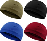 Syhood 4 Pieces Men Skull Caps Soft Cotton Beanie Hats Stretchy Helmet Liner Multifunctional Headwear for Men Women