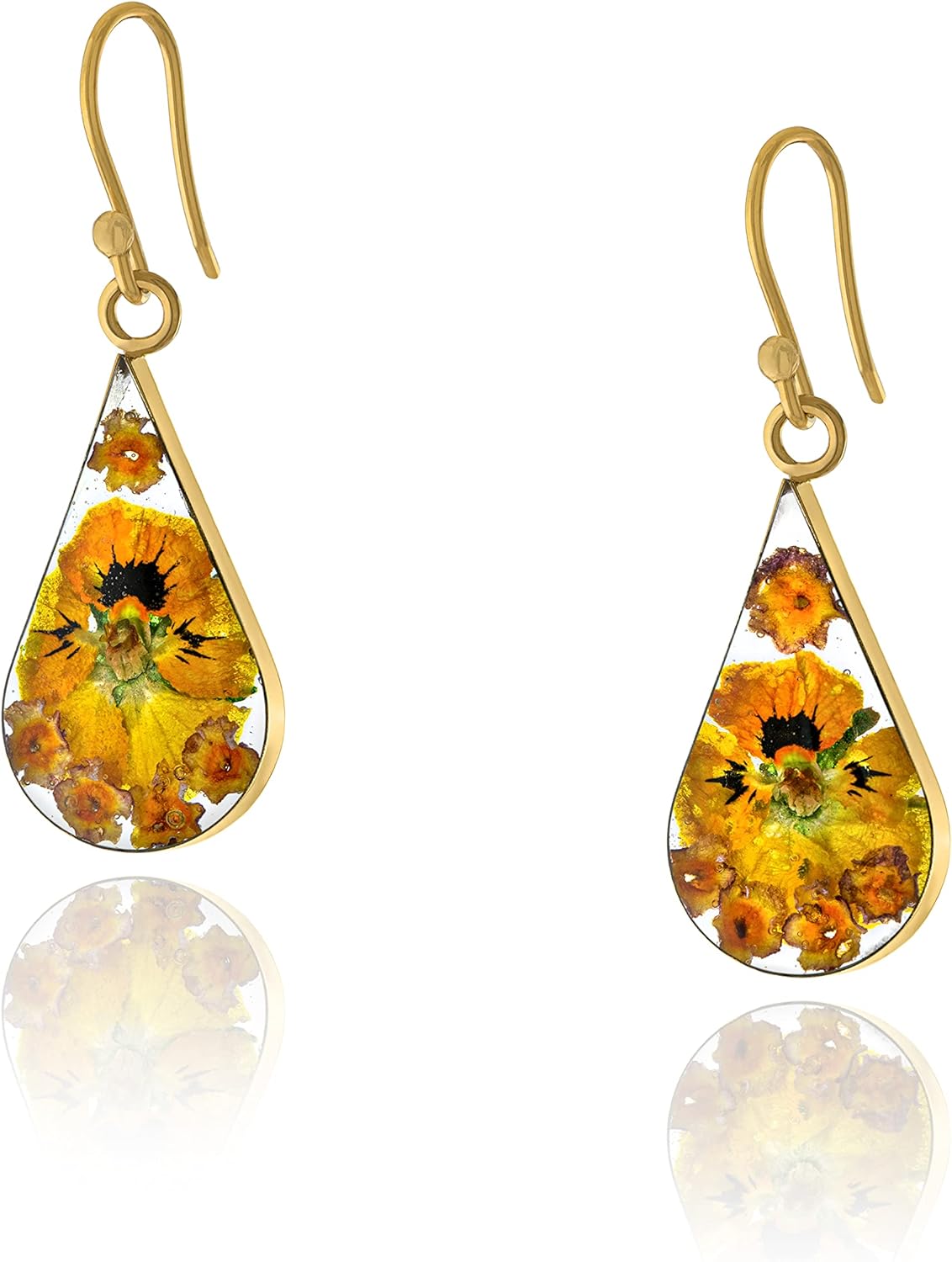 Essentials Sterling Silver Pressed Flower Teardrop Trendy Earrings