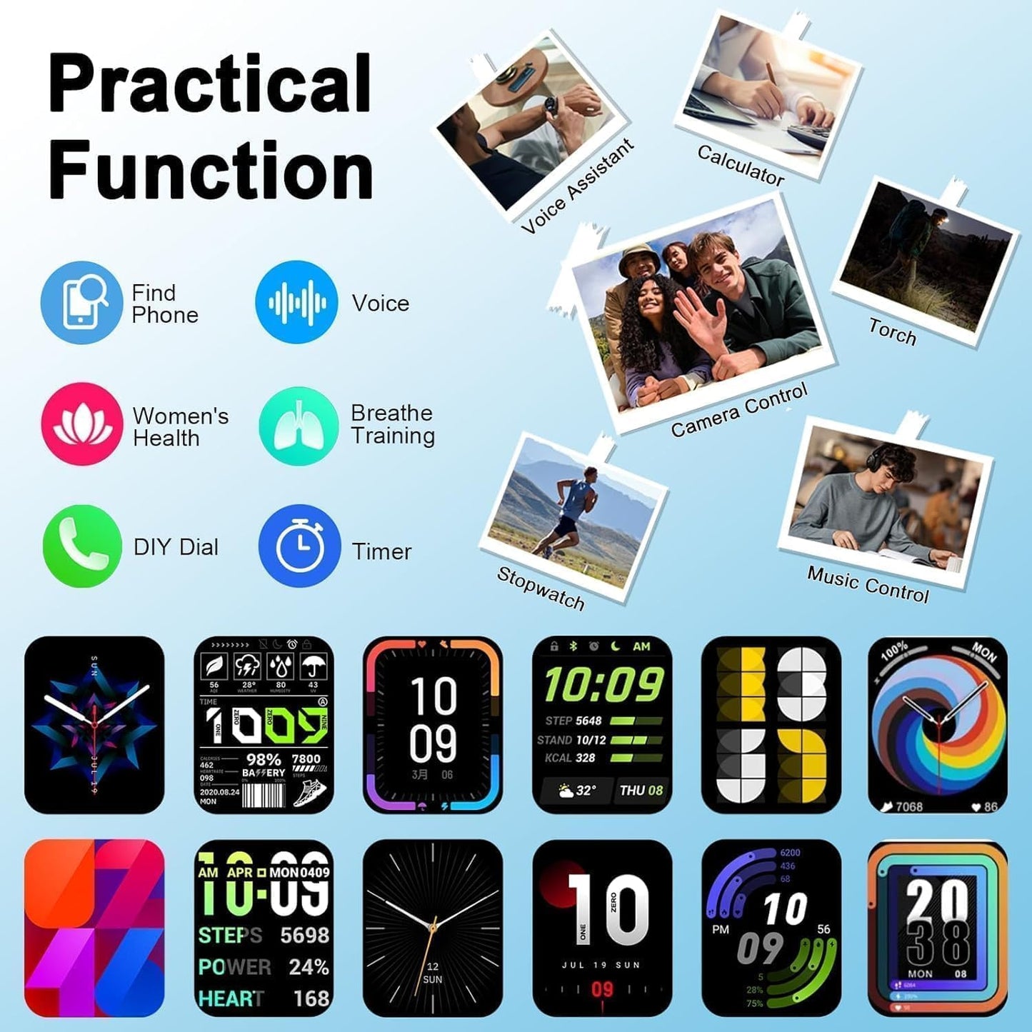 Smart Watch(Answer/Make Call), 1.91" Smartwatch for Men Women,2025 Fitness Watch with 110+ Sport Modes, Fitness Activity Tracke with Pedometer/Sleep Monitor/Heart Rate/IP68 Waterproof,for Android iOS