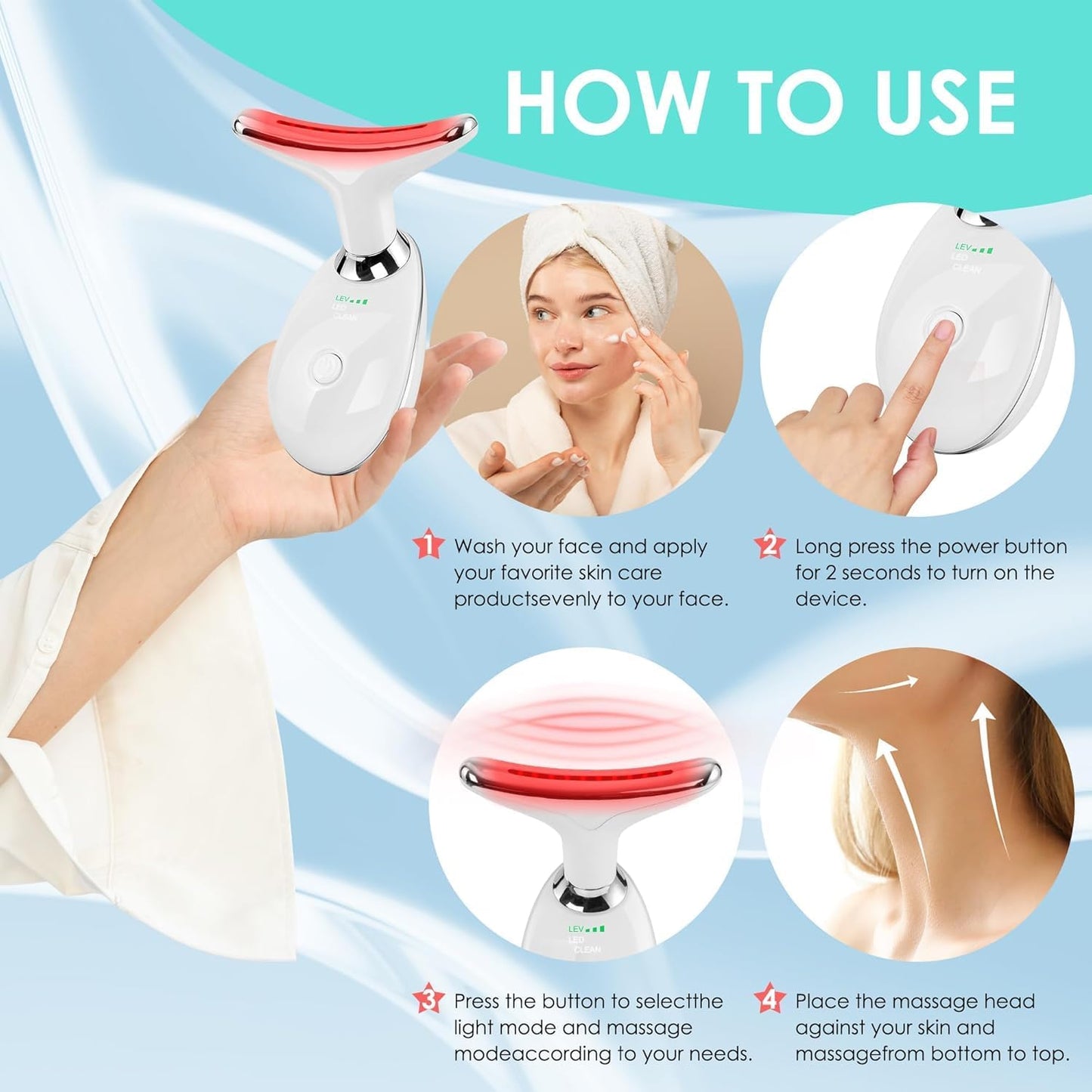 Facial Massager Face and Neck, Face  culpting Wand Tool with 7 Color - Birthday, Christmas, Mothers Day, Valentines Day Gifts for Her Women Mom Best Friend Wife Teacher (White)