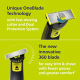 Norelco OneBlade 360 Hybrid Face, Electric Beard Trimmer and Shaver, with 360 Blade Technology, 1x 360 Blade for Face, 5in1 Adjustable Comb, Model QP2724/90