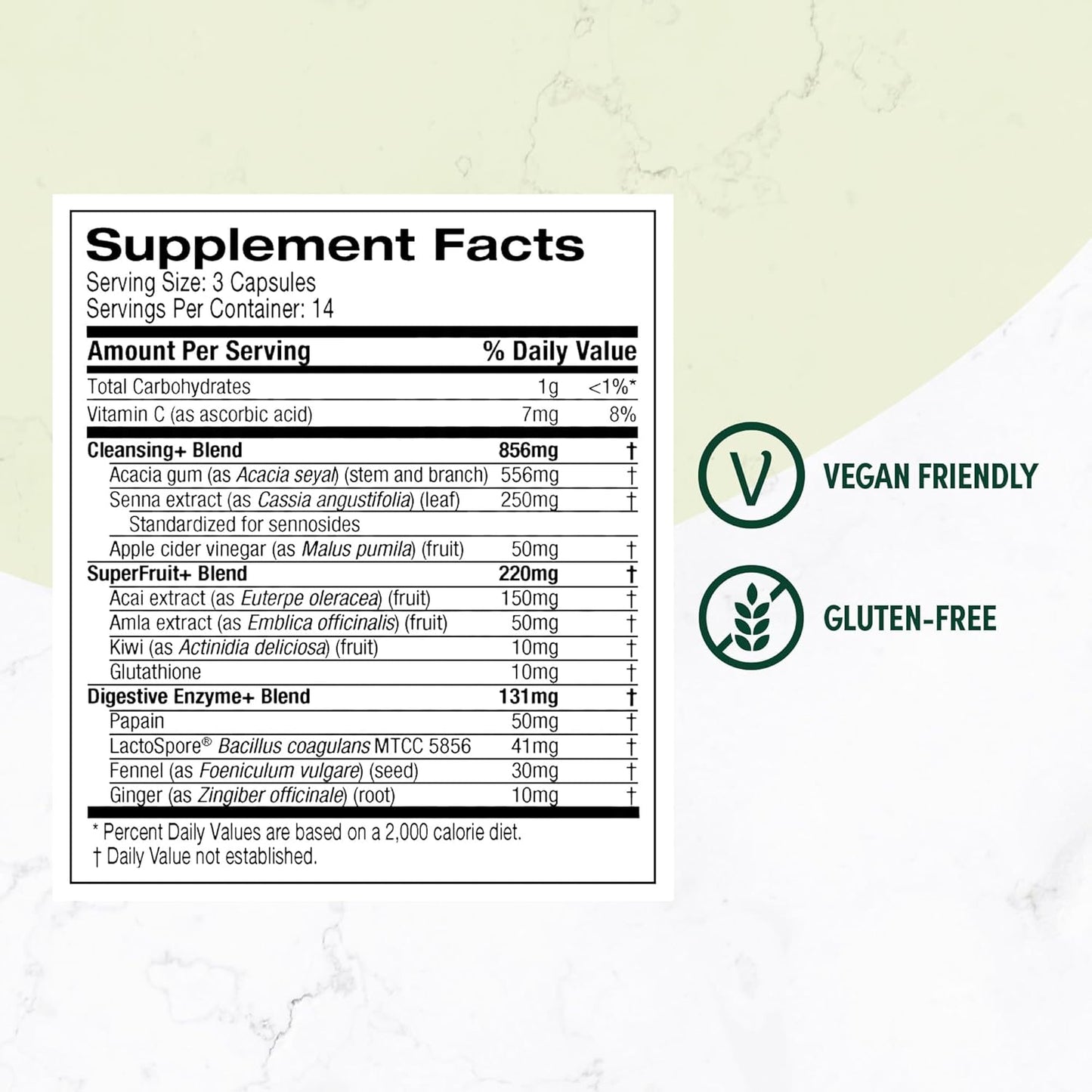 Purely Inspired 7-Day Detox Cleanse - Whole Body Cleanse & Detox Pills for Women & Men, Powered with Senna Leaf, Vitamin C, Cider Vinegar, Digestive Enzymes & Probiotics - 42 Acai Berry Capsules
