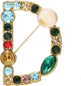 RINHOO Crystal Pearl Initial Brooch Gold Plated Enamel Colorful Letter Alphabet Breastpin Pin Jewelry for GIFTS