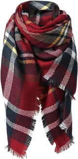 American Trends Womens Fall Winter Scarf Plaid Tassel Soft Warm Blanket Scarves Womens Shawl Wraps